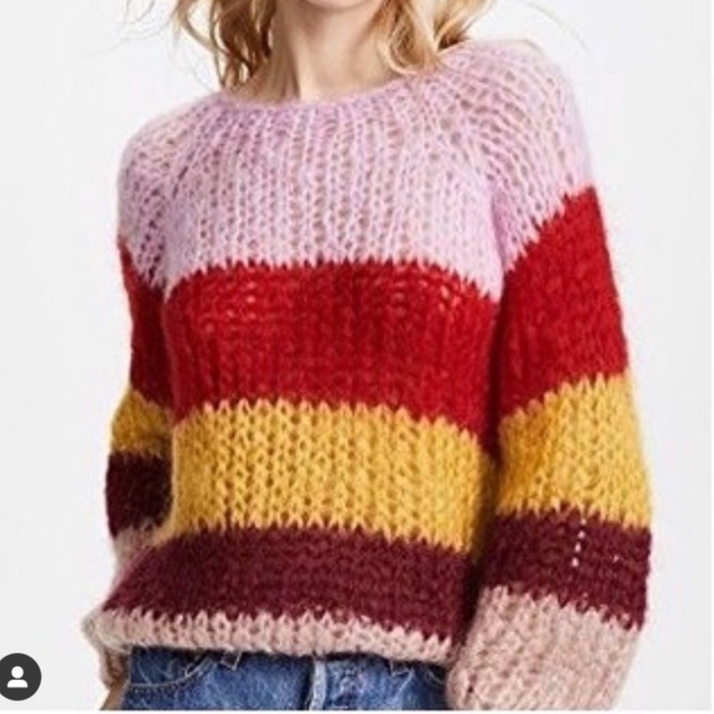 Maiami Colorful Striped Crew Neck Sweater EUC